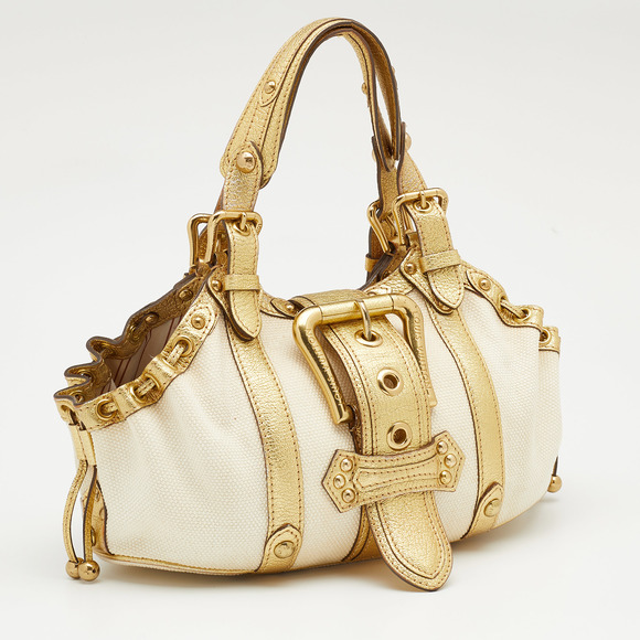 LOUIS VUITTON Cream/Gold Canvas and Leather Antigua Theda PM Bag - Picture 3 of 8
